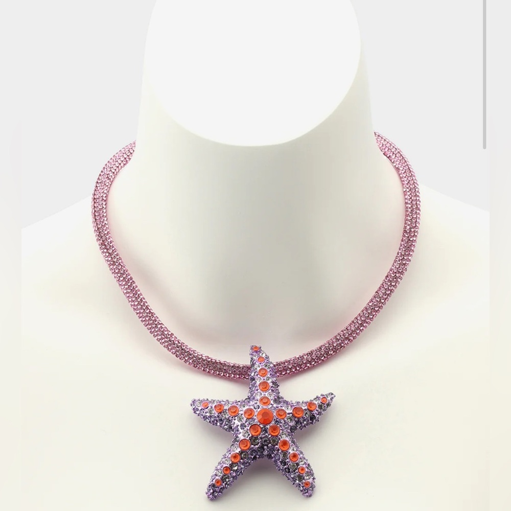BETSEY JOHNSON MERMAID JEWELS STARFISH CORD NECKLACE- NWT - Picture 3 of 4